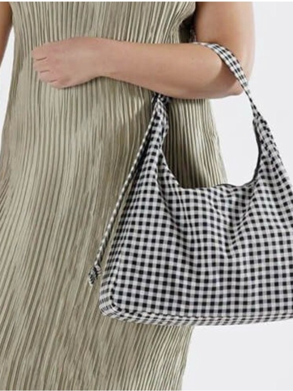 BAGGU Nylon Shoulder Bag - Black & White Gingham - Picture 9 of 9